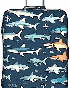 sharks nautical Personalized Luggage Cover,Suitcase Protection with TSA-Approved Design - Fits Most 28-inch Suitcases
