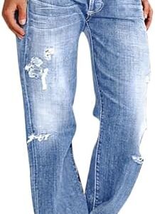 SGASY Wide Leg Jeans Women Straight Leg Washed Denim Pants Loose High Waisted Stretchy Long Trousers 2024 Fall Fashion