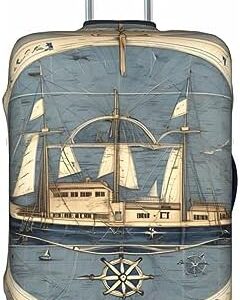 Nautical Sailboat Map Print Travel Box Protective Cover,Travel Luggage Cover,Suitcase Protector Fits 18-32 In,Suitcase Cover