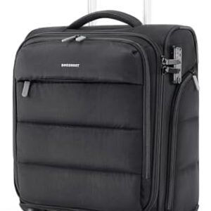 BAGSMART Underseat Carry on Luggage with Wheels, 16-inch Underseat Travel Luggage with PVC Wet/Dry Pockets, Lightweight Soft Personal Item Suitcase for Short Trip, Black