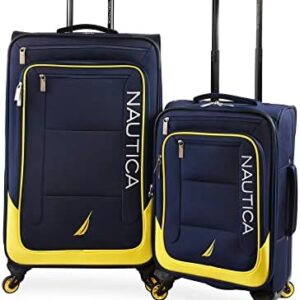 NAUTICA Helios 2pc Softside Luggage Set, Navy Yellow