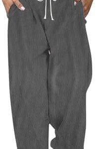 Corduroy Joggers for Women Cotton Pants Corduroy Drawstring Baggy Tapered Capri Elastic Waist Ankle Trousers