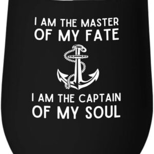 Sailor Black Edition Wine Tumbler 12oz - The Captain of My Soul - Sailor Boating Gift Captain Navigation Marine Shipmate Deckhand Nautikal Oceanic Seafarer Naval