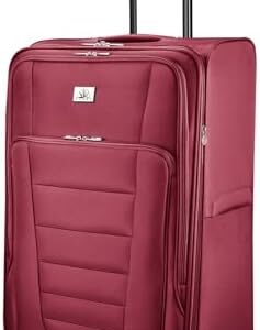 Verdi Softside Expandable 28 Inch Luggage with Spinner Wheels Lightweight Travel Suitcase (Burgundy, Checked-Large 28-Inch)