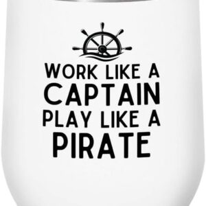 Sailor White Edition Wine Tumbler 12oz - Play Like A Pirate - Sailor Boating Gift Captain Navigation Marine Shipmate Deckhand Nautikal Oceanic Seafarer Naval
