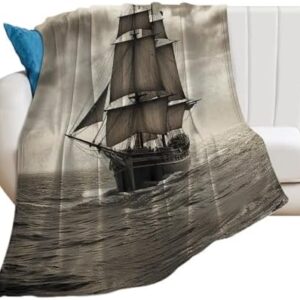 Throw Blankets Soft Cozy Flannel Blanket 60x80 Inches Nautical Sailing Pirate Theme Bed Blanket Lightweight Blankets for Couch Home Decorative Plush Blanket for Sofa Travel Camping