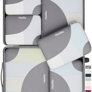 6 Set Packing Cubes for Travel, OlarHike 3 Various Sizes(Large,Medium,Small) Luggage Organizer Bags for Travel Accessories Travel Essentials, Travel Cubes for Carry on Suitcases (Grey)