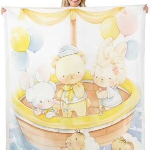 Feelyou 40"x50" Cartoon Animals Fleece Throw Blanket for Bed Sofa Couch Kawaii Bear Sheep Fuzzy Blanket Nautical Sky Sherpa Blanket Room Decorations Fuzzy Blanket