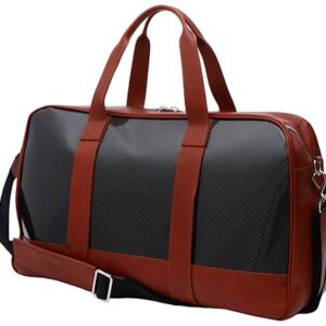 Nautical Carbon Duffle Bag | CARBON FIBER & Leather Italian Handmade | Duffel Travel Purse Handbag Luggage, Brown