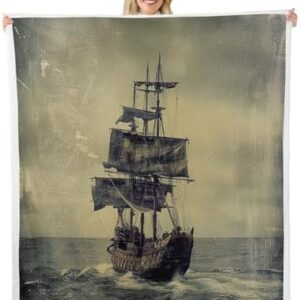 Feelyou Sailboat Printed Sherpa Blanket Nautical Fleece Throw Blanket Ocean Themed Plush Blanket for Women Men Lightweight Sea Adventure Fuzzy Blanket Baby 30"x40"