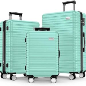 BEOW Luggage Sets 3 Piece, Expandable Luggage Sets with Spinner Wheels, TSA Lock Suitcases with Carry on Luggage (Mint Green, 20”24”28”)