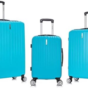 Rockland Malibu Hardside Spinner Wheel Luggage, Turquoise, 19", 24", 28"