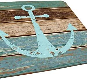 Anchor Square Table cove, Timeworn Weathered Wooden Planks Rustic Nautical Theme Pattern, Elastic edge, Can wipe indoor/outdoor dining table cover, Fit for 32"x32" square table Pale Blue Brown Teal