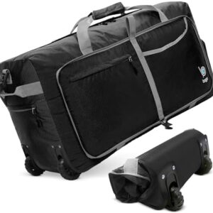 Bago Rolling Duffle Bag with Wheels - 31" 120L Foldable Weekender Bag, Waterproof Travel Duffel Bag, Heavy Duty lightWeight Duffle Bag for Traveling, Rolling Duffel Bag with Wheels (Black)