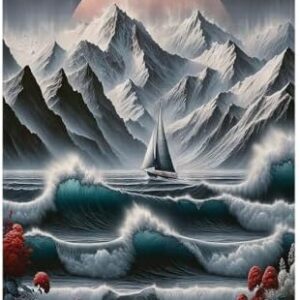 Nautical Blanket, Sailing in The Abstract Stormy Ocean Before Sunset Waves Boat Rose, Lightweight & Warm, Perfect for Bed or Couch, Queen, Floral, 60" x 80" Petrol Blue Red Blue Grey