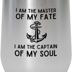 Sailor Silver Edition Wine Tumbler 12oz - The Captain of My Soul - Sailor Boating Gift Captain Navigation Marine Shipmate Deckhand Nautikal Oceanic Seafarer Naval