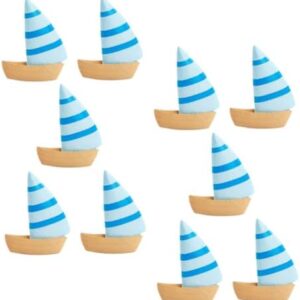 10pcs Table Decor Miniature Mini Fishing Boat Sailboat Cake Topper Nautical Figurine Mini Figurine Vivid Mini Figure Landscape Accessories Decorative Mini Figure PVC