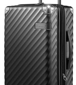LUGGEX Luggage with Spinner Wheels - Polycarbonate Expandable Hard Shell Suitcase, Carry-On 20-Inch, Black