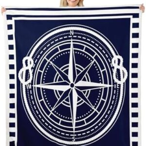 Castle Fairy Compass Print Flannel Blanket Nautical Rope Fleece Throw Blanket for Room Decor,Ocean Adventure Bed Blanket for Bed Sofa Couch,Baby 30"x40"