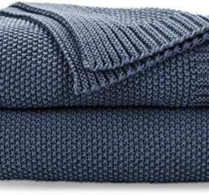 CozeCube Blue Throw Blanket for Couch, Soft Cozy Cable Knit Throw Blanket for Bed Sofa Living Room, Lightweight Warm Decorative Farmhouse Christmas Throw Blanket, 50"x60", Dusty Blue