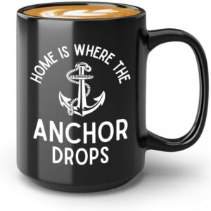 Sailor Coffee Mug 15oz Black - The Anchor Drop - Sailor Boating Gift Captain Navigation Marine Shipmate Deckhand Nautikal Oceanic Seafarer Naval