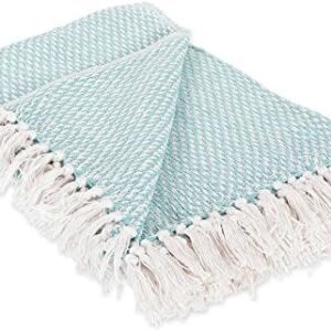 DII 100% Cotton Basket Weave Throw for Indoor/Outdoor Use Camping Bbq's Beaches Everyday Blanket, 50 x 60, Woven Stripe