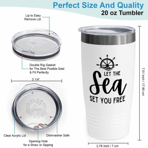 Sailor White Edition Ringneck Tumbler 20oz - Let The Sea - Sailor Boating Gift Captain Navigation Marine Shipmate Deckhand Nautikal Oceanic Seafarer Naval - Image 3