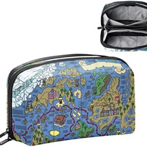 Electronics Organizer, Nautical Map Blue Ocean Small Travel Cable Organizer Carrying Bag, Compact Tech Case Bag for Electronic Accessories, Cords, Charger, USB, Hard Drives