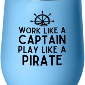 Sailor Blue Edition Wine Tumbler 12oz - Play Like A Pirate - Sailor Boating Gift Captain Navigation Marine Shipmate Deckhand Nautikal Oceanic Seafarer Naval
