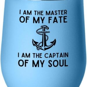 Sailor Blue Edition Wine Tumbler 12oz - The Captain of My Soul - Sailor Boating Gift Captain Navigation Marine Shipmate Deckhand Nautikal Oceanic Seafarer Naval