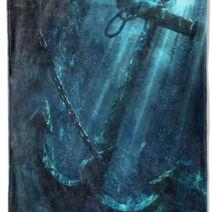 Deep Sea Anchor Blanket, Nautical Ocean Theme Flannel Blanket Gifts for Women, Soft Warm Lightweight Anchor Blankets for Living Room Home Sofa Travel Decor 50" x 60"