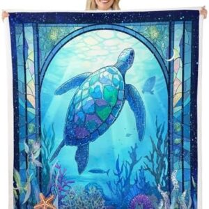 Feelyou Sea Turtle Sherpa Blanket Boys Girls Baby 30"x40" Reptile Tortoise Fleece Throw Blanket for Kids Women Men Ultra Soft Ocean Plush Blanket Coastal Fuzzy Blanket Nautical Beach Flannal Blanket