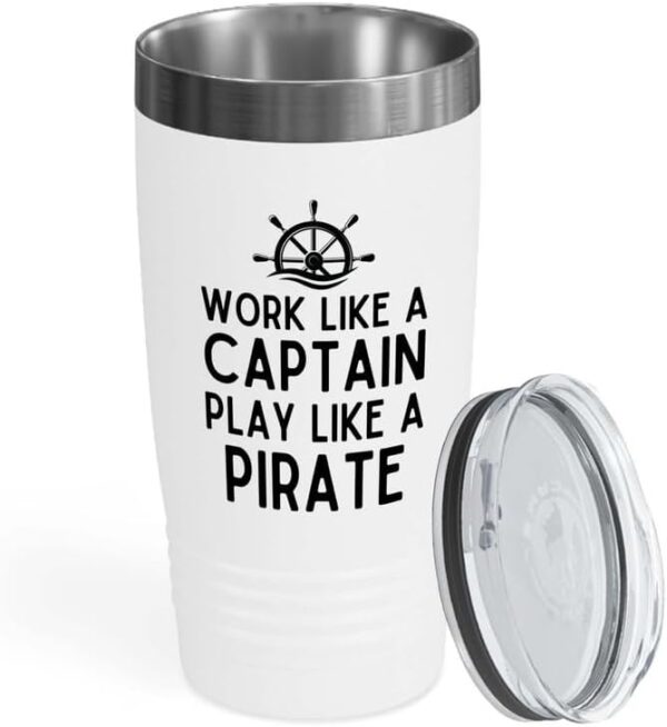 Sailor White Edition Ringneck Tumbler 20oz - Play Like A Pirate - Sailor Boating Gift Captain Navigation Marine Shipmate Deckhand Nautikal Oceanic Seafarer Naval