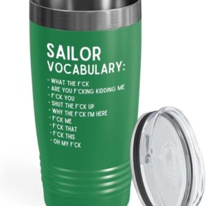 Sailor Green Edition Ringneck Tumbler 20oz - Sailor Vocabulary - Sailor Boating Gift Captain Navigation Marine Shipmate Deckhand Nautikal Oceanic Seafarer Naval