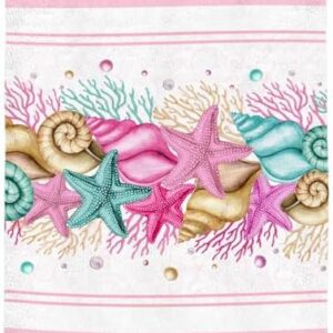 Coastal Beach Throw Blankets, Nautical Ocean Seashell Coral Starfish Soft Fleece Blanket Decorative for Home Sofa Couch Chair Living Bedroom,30x40 Inches, Pink Aqua Summer