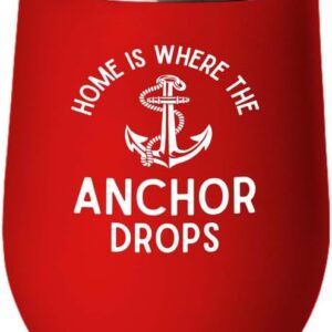 Sailor Red Edition Wine Tumbler 12oz - The Anchor Drop - Sailor Boating Gift Captain Navigation Marine Shipmate Deckhand Nautikal Oceanic Seafarer Naval