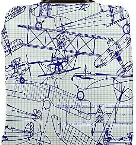 WONDERTIFY Old Airplanes Luggage Cover Retro Planes Air Flying Aircraft Nostalgic Flight Aviation Nautical Washable Suitcase Protector Anti-Scratch Suitcase Cover Royal Blue Fits 22-24 Inch