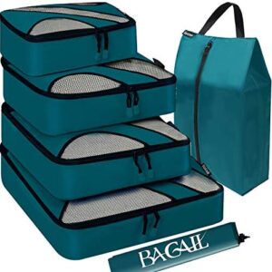 BAGAIL 6 Set Packing Cubes,Travel Luggage Packing Organizers(5set+Laundry bag Teal)