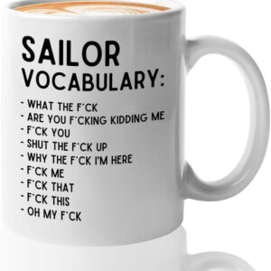 Sailor Coffee Mug 11oz White - Sailor Vocabulary - Sailor Boating Gift Captain Navigation Marine Shipmate Deckhand Nautikal Oceanic Seafarer Naval