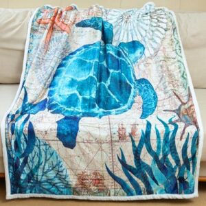 Sviuse Sea Turtle Fleece Blanket 50" x 60" Sea Turtle Throw Blanket for Women, Men and Kids Super Soft Sea Turtle Blanket Throw Gifts for Turtle Lovers (50" x 60", Turtle 4)