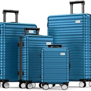 BEOW Luggage Sets 4 Piece, Expandable Luggage Sets with Spinner Wheels, TSA Lock Suitcases with Carry on Luggage (Navy Blue)