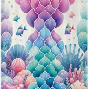 Coastal Throw Blanket, Colorful Watercolor Nautical Art Mermaid Tail Style Fish Scale Shells Corals, for Bedroom, Couch, Livingroom, Chair, Pets, Outdoors, 30" x 40" Pink Blue Purple