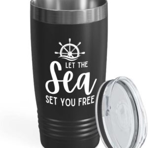 Sailor Black Edition Ringneck Tumbler 20oz - Let The Sea - Sailor Boating Gift Captain Navigation Marine Shipmate Deckhand Nautikal Oceanic Seafarer Naval