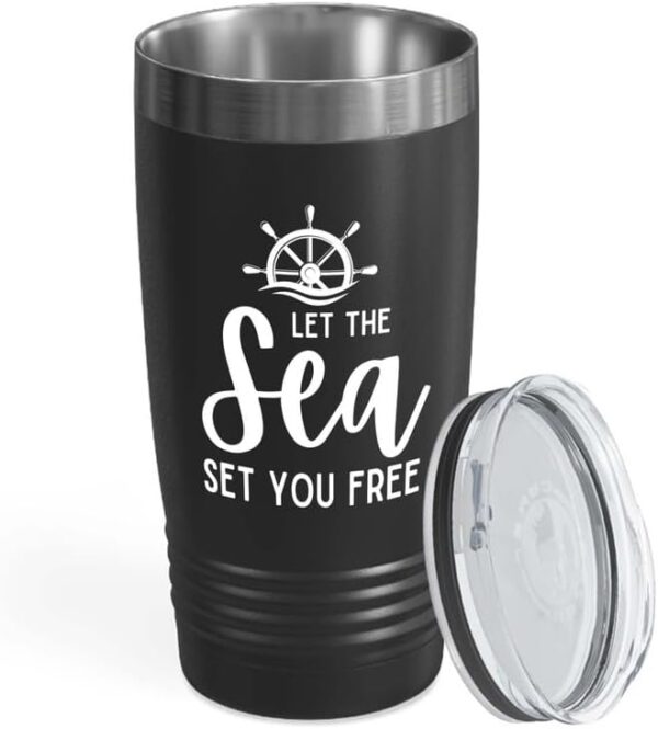 Sailor Black Edition Ringneck Tumbler 20oz - Let The Sea - Sailor Boating Gift Captain Navigation Marine Shipmate Deckhand Nautikal Oceanic Seafarer Naval