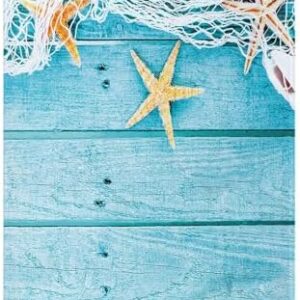 Starfish Blanket, Rustic Wood Boards Fishing Net and The Ocean Animals Nautical Print, Lightweight & Warm, Perfect for Bed or Couch, Queen, Floral, 30" x 40" Orange Turquoise