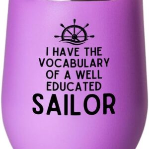 Sailor Pink Edition Wine Tumbler 12oz - Educated Sailor - Sailor Boating Gift Captain Navigation Marine Shipmate Deckhand Nautikal Oceanic Seafarer Naval