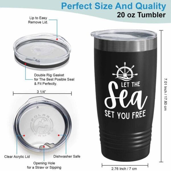 Sailor Black Edition Ringneck Tumbler 20oz - Let The Sea - Sailor Boating Gift Captain Navigation Marine Shipmate Deckhand Nautikal Oceanic Seafarer Naval - Image 3