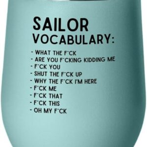 Sailor Teal Edition Wine Tumbler 12oz - Sailor Vocabulary - Sailor Boating Gift Captain Navigation Marine Shipmate Deckhand Nautikal Oceanic Seafarer Naval