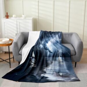 Feelyou Nautical Blanket Sailboat Printed Plush Throw Blanket Ocean Themed Flannel Fleece Blanket for Women Men Room Decor Sea Adventure Baby 30"x40"