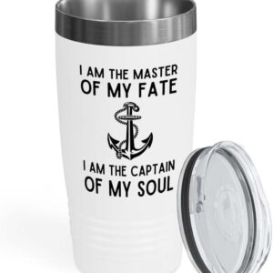 Sailor White Edition Ringneck Tumbler 20oz - The Captain of My Soul - Sailor Boating Gift Captain Navigation Marine Shipmate Deckhand Nautikal Oceanic Seafarer Naval